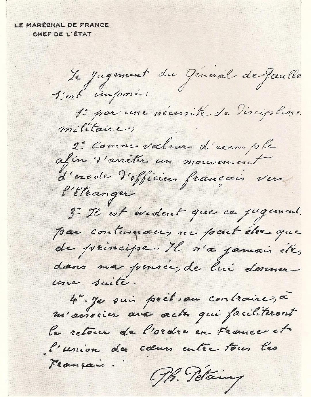 Lettre manuscrite de Mme Levinsohn à Madame la Présidente de la